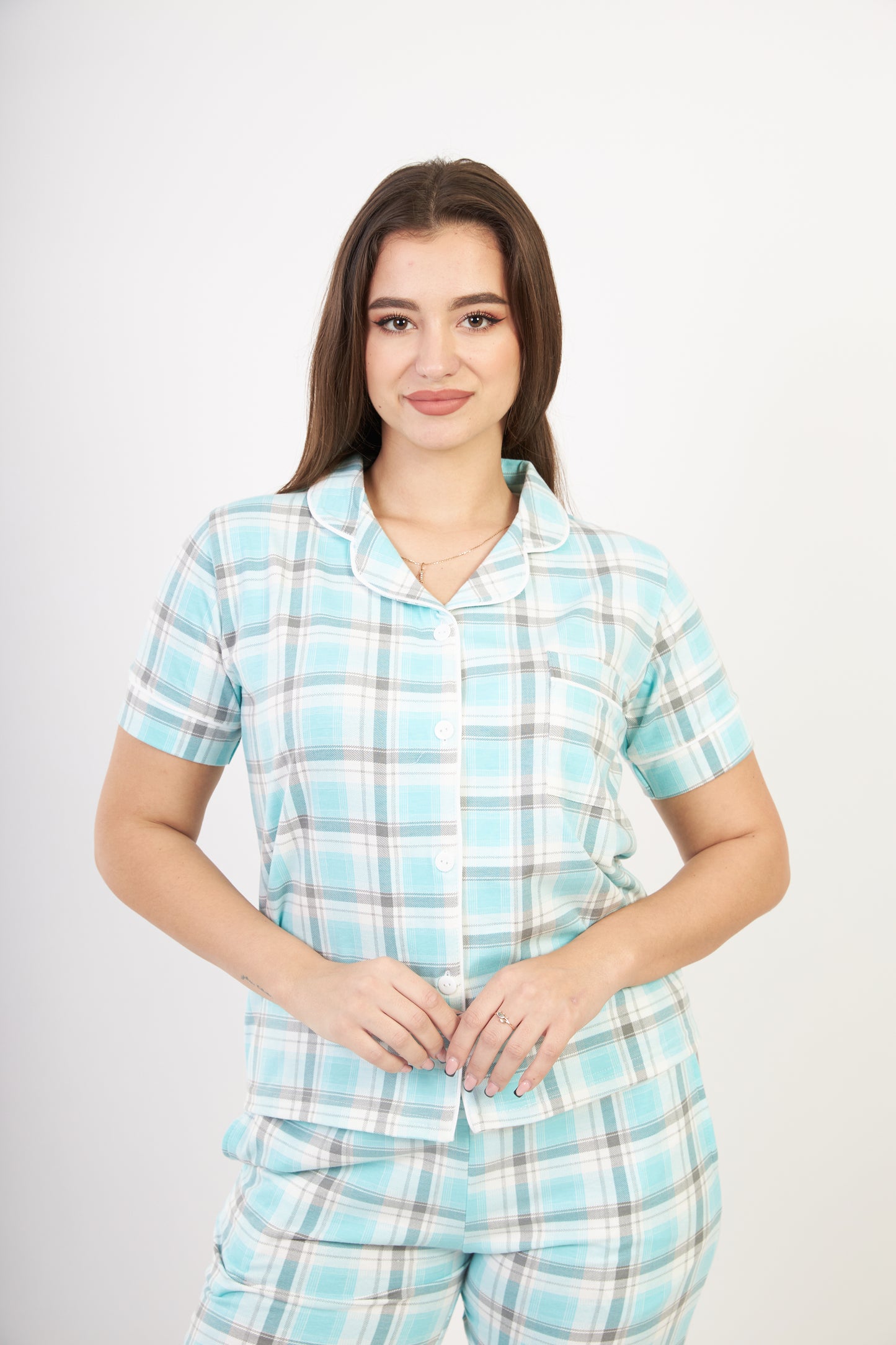 Plaid Buttoned Pajama