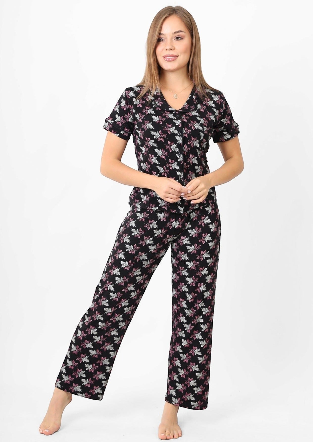 Floral Buttoned Pajama