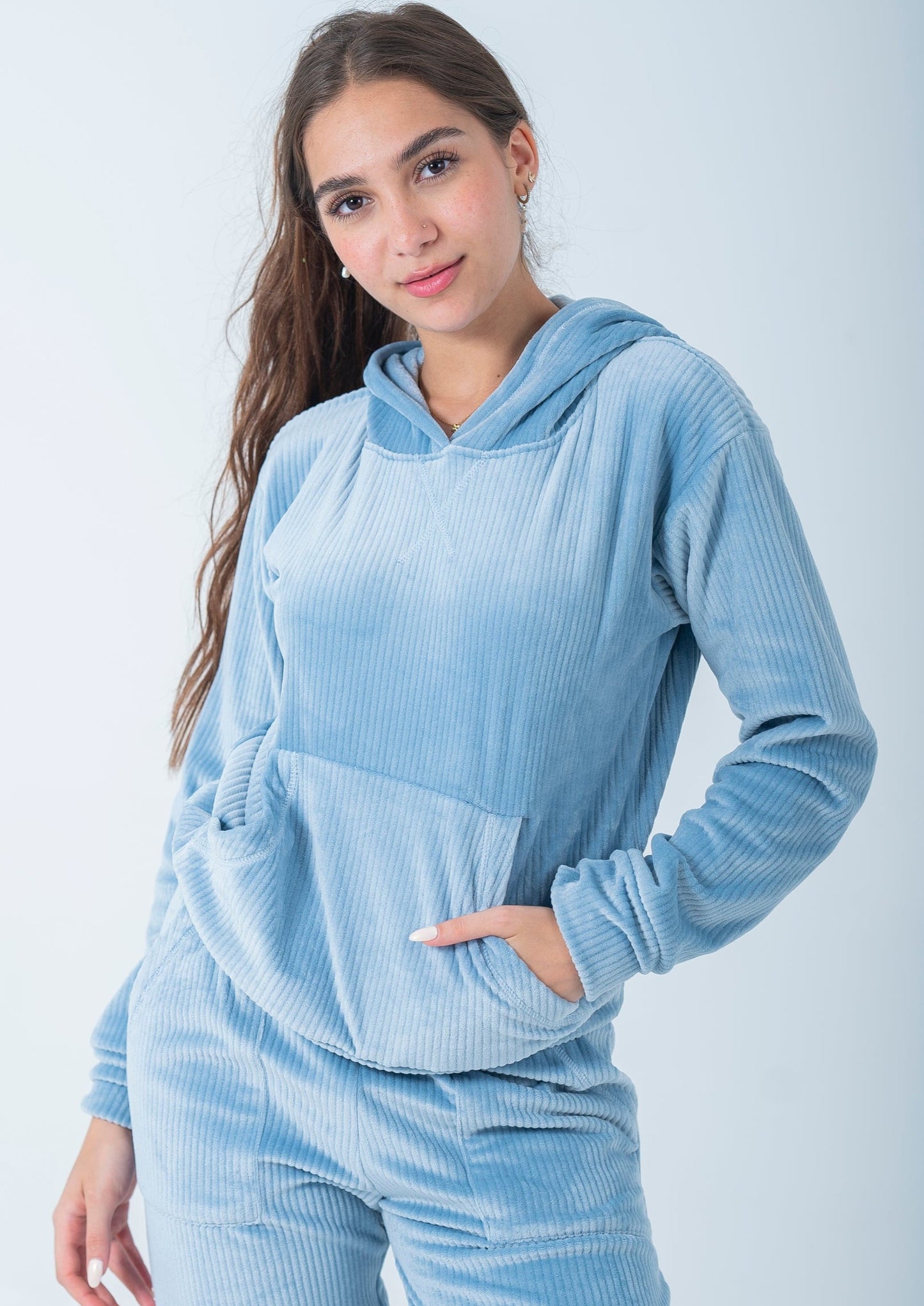 Ribbed Corduroy Hoodie Pajama