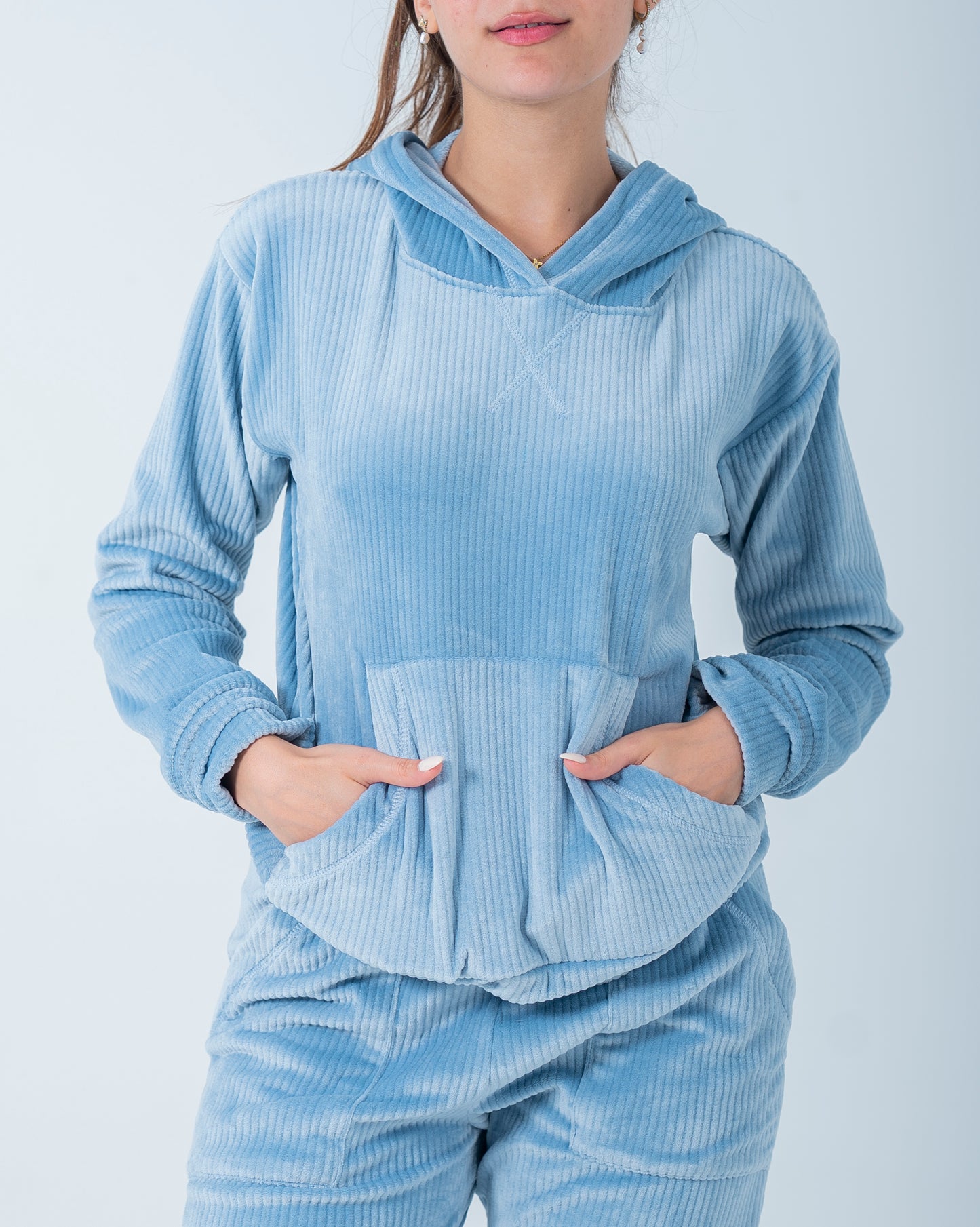 Ribbed Corduroy Hoodie Pajama