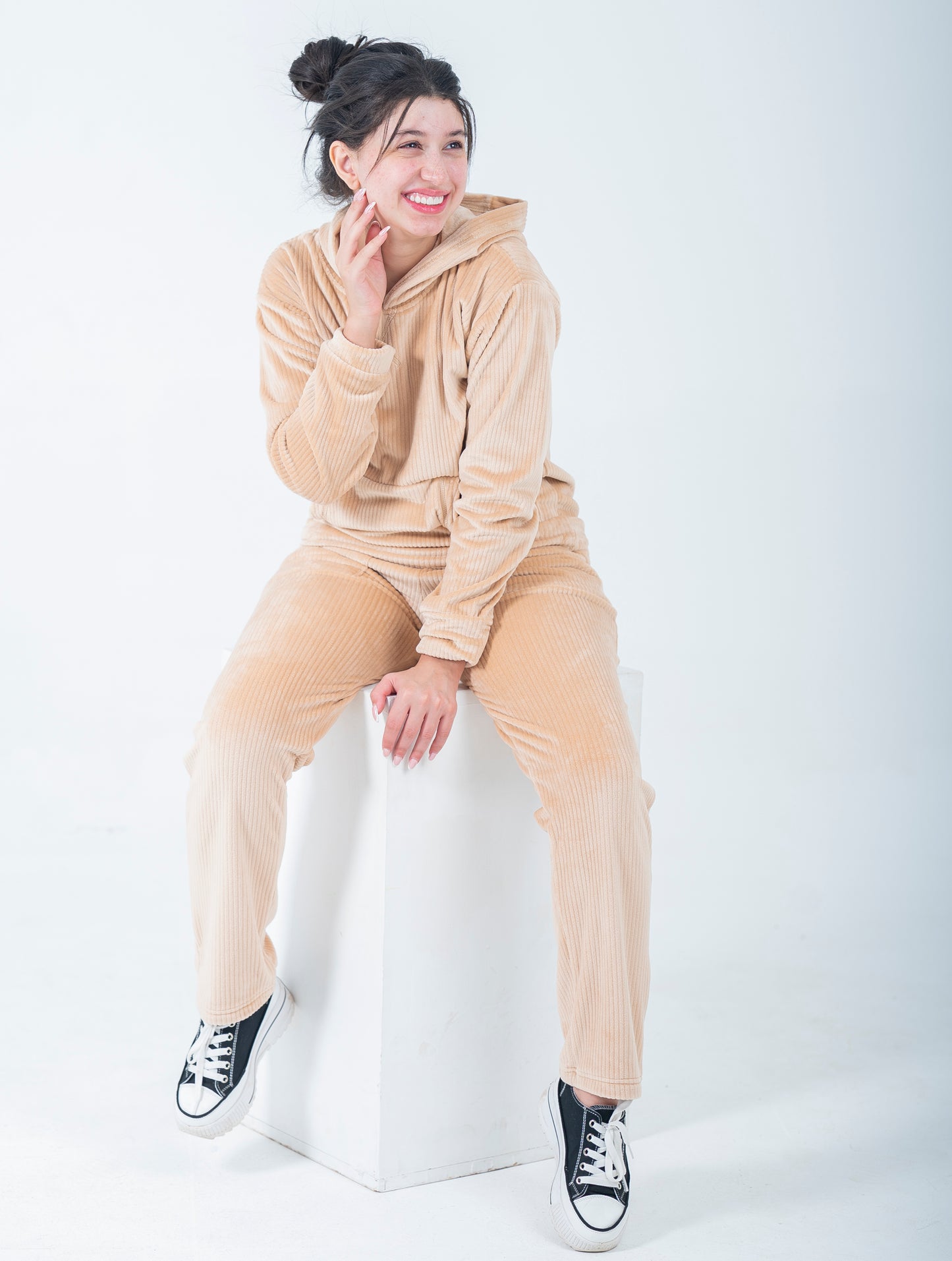 Ribbed Corduroy Hoodie Pajama