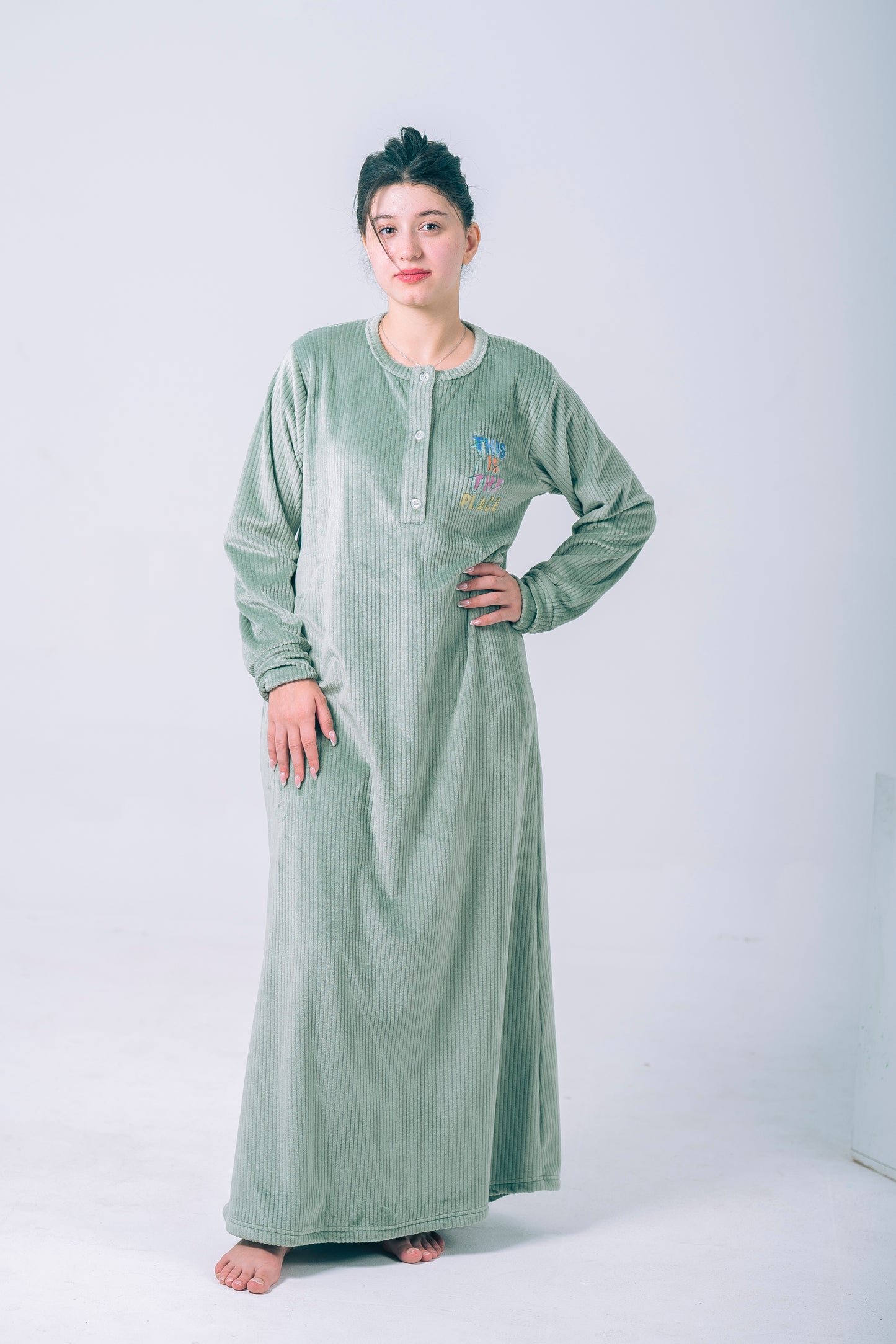 The Place Ribbed Corduroy Night Gown